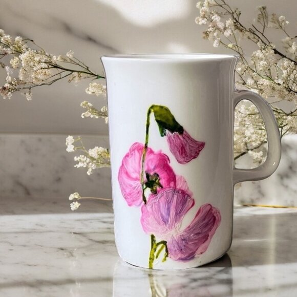 Beautiful hand-painted flower bone china coffee cupUnique artistic style